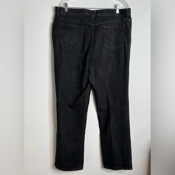 Gloria Vanderbilt Straight Leg Jeans Women's 18 Average Black 5-Pocket High Rise - Picture 2 of 10